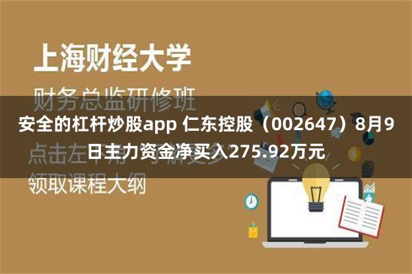 安全的杠杆炒股app 仁东控股（002647）8月9日主力资金净买入275.92万元