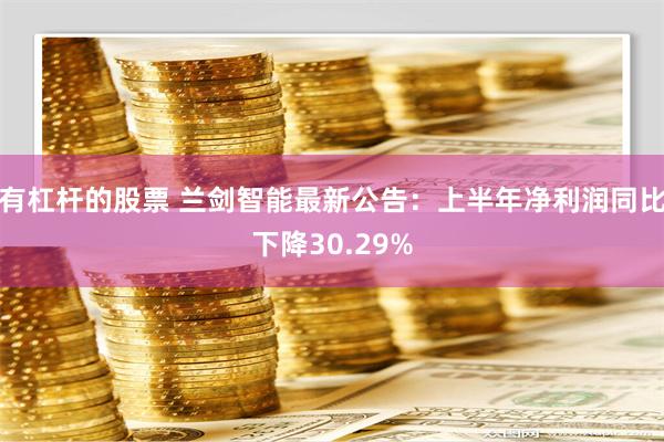 有杠杆的股票 兰剑智能最新公告：上半年净利润同比下降30.29%