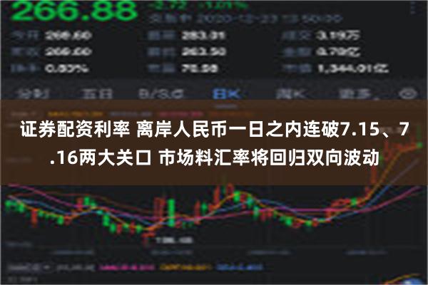 证券配资利率 离岸人民币一日之内连破7.15、7.16两大关口 市场料汇率将回归双向波动