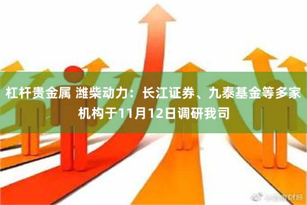 杠杆贵金属 潍柴动力：长江证券、九泰基金等多家机构于11月12日调研我司